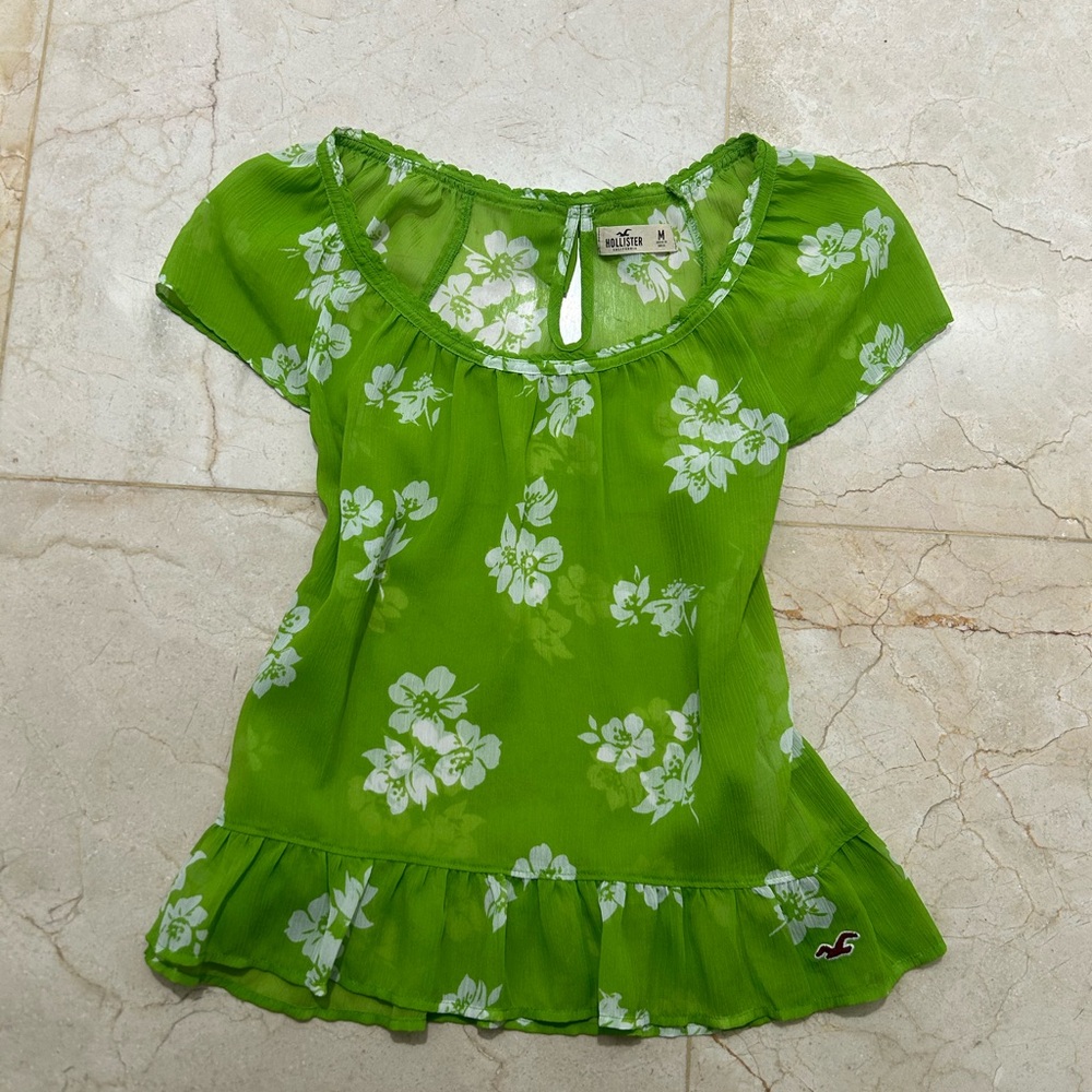 Hollister Lime Green Floral Kids Dress - Picture 2 of 4